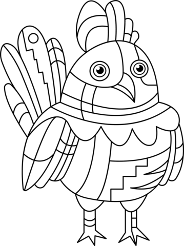 Abstract Chicken Coloring Page